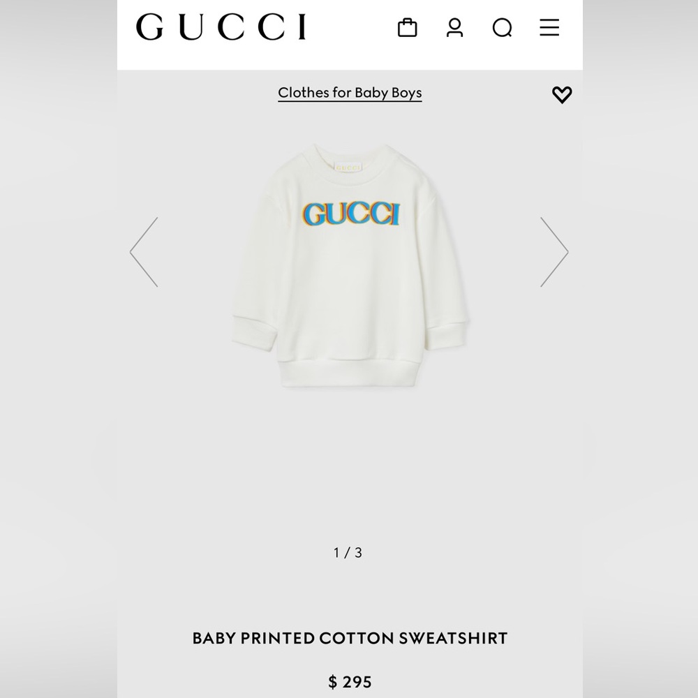 Gucci White Baby Printed Cotton Sweatshirt